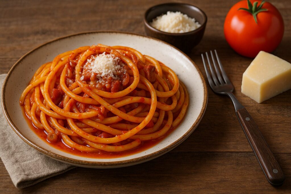 アマトリチャーナ(アマトリーチェ風パスタ)の基本と材料イメージ