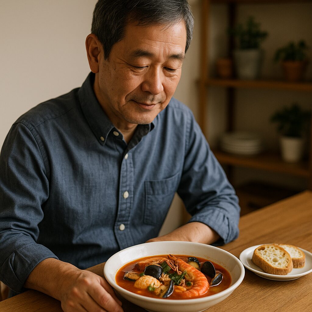 ズッパディペッシェとパンを合わせて楽しむ一皿(トマトと魚介の香りを活かした食べ方)