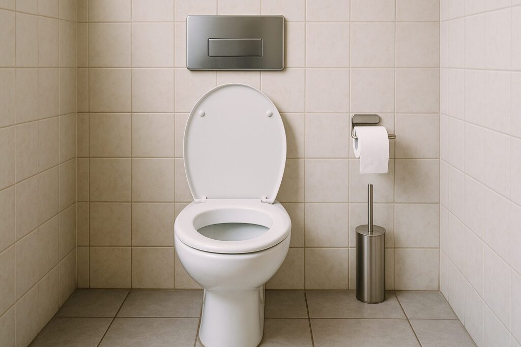 イタリアの便座がないトイレ内部と設備