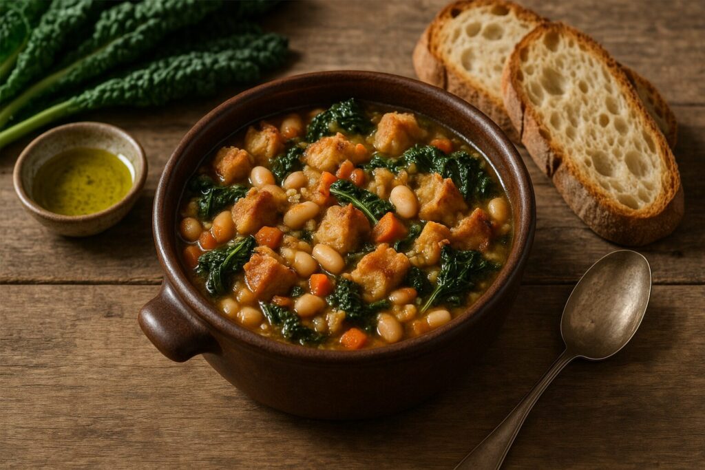 鍋仕立てのリボッリータとパン