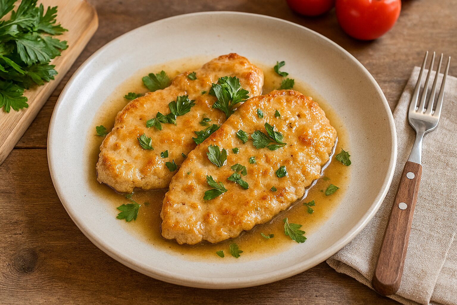 スカロッピーネとは木皿に盛られた料理