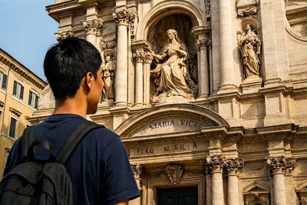 サンタ マリア デッラ ヴィットーリア教会の外観とファサード