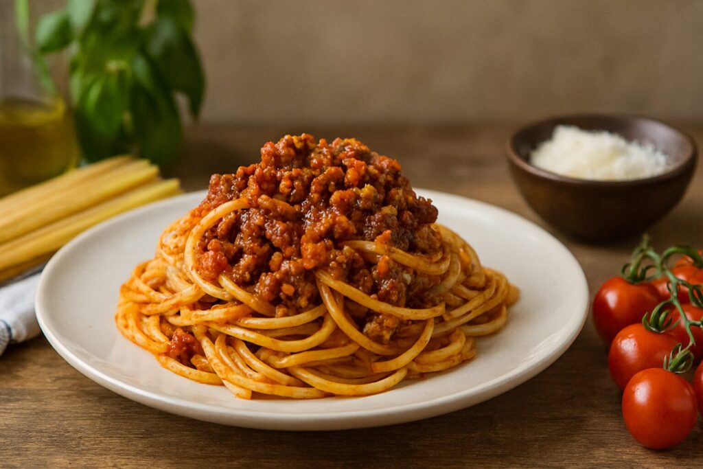 ラグーソースとはを鍋で煮込む男性