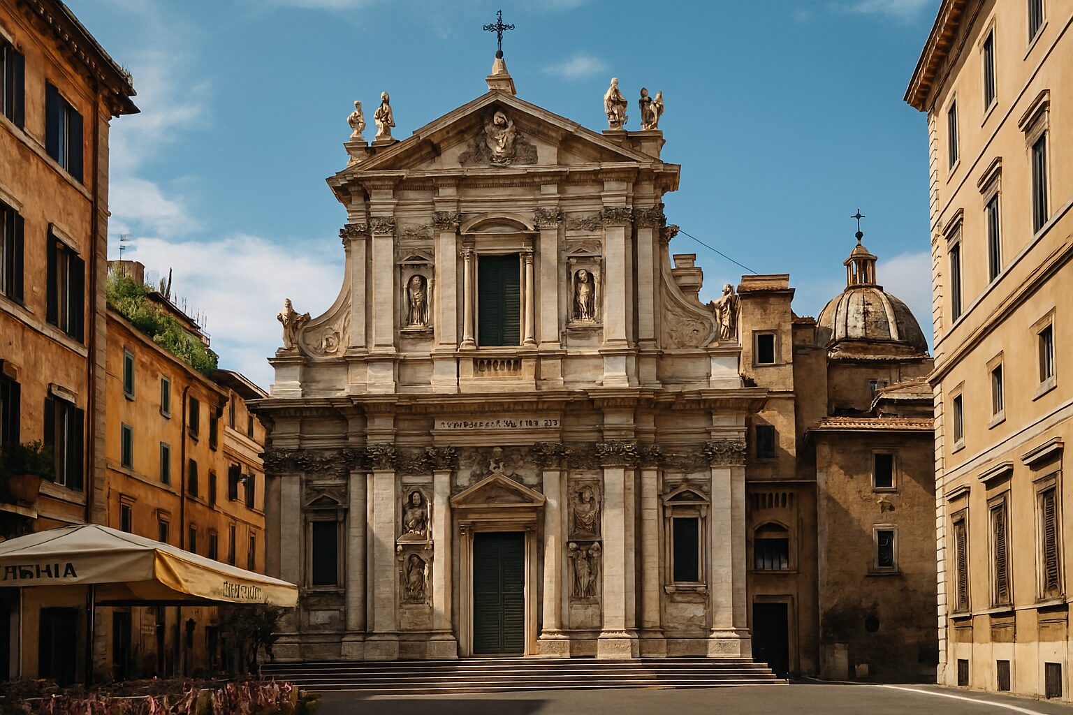 サンタ マリア デッラ ヴィットーリア教会を観光する男性