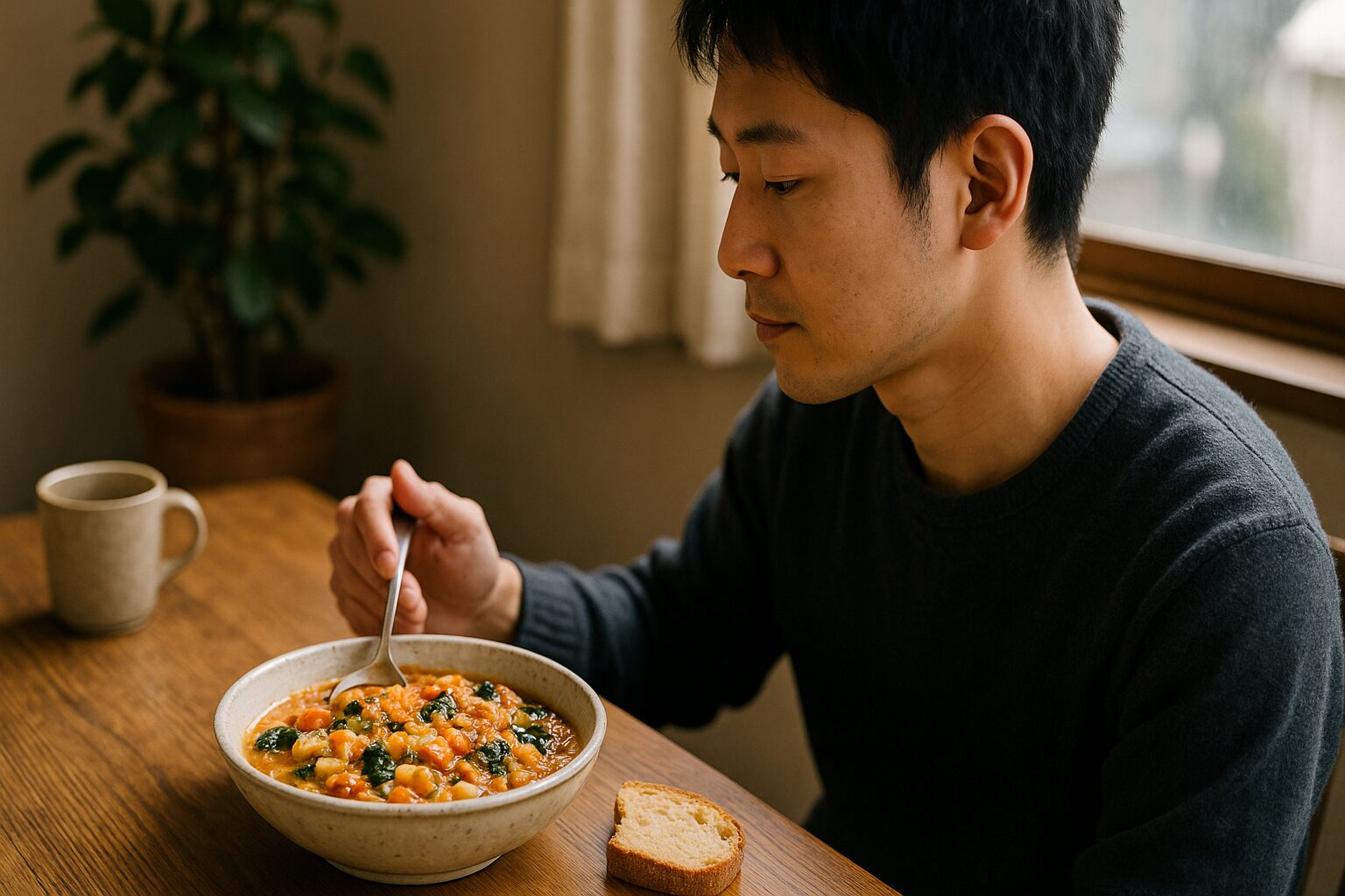 日本人男性がリボッリータを味わう