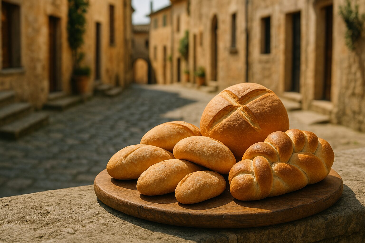 パン イタリア語を象徴する街並みとパン