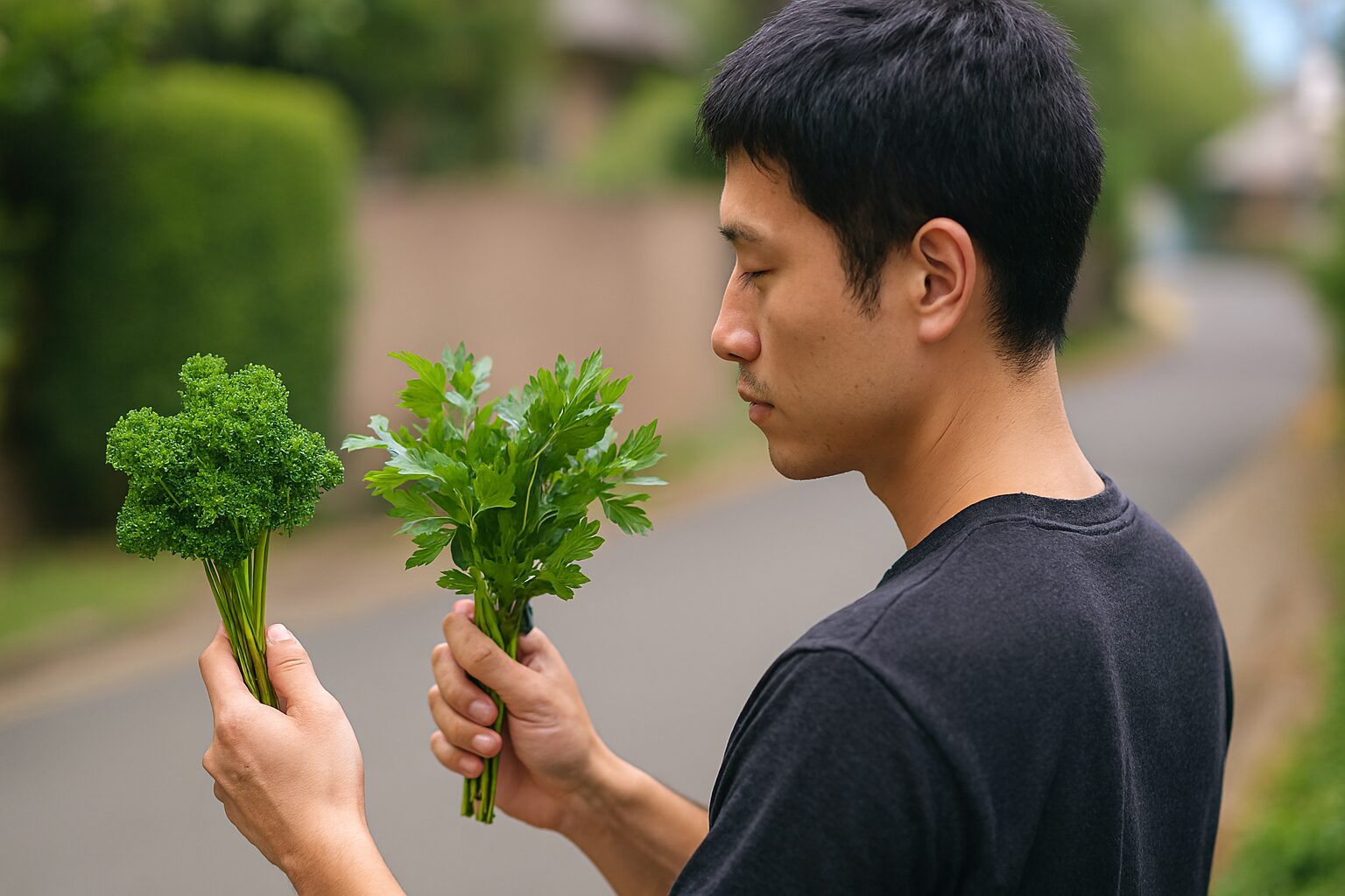 日本人男性がイタリアンパセリとパセリ違いを比較