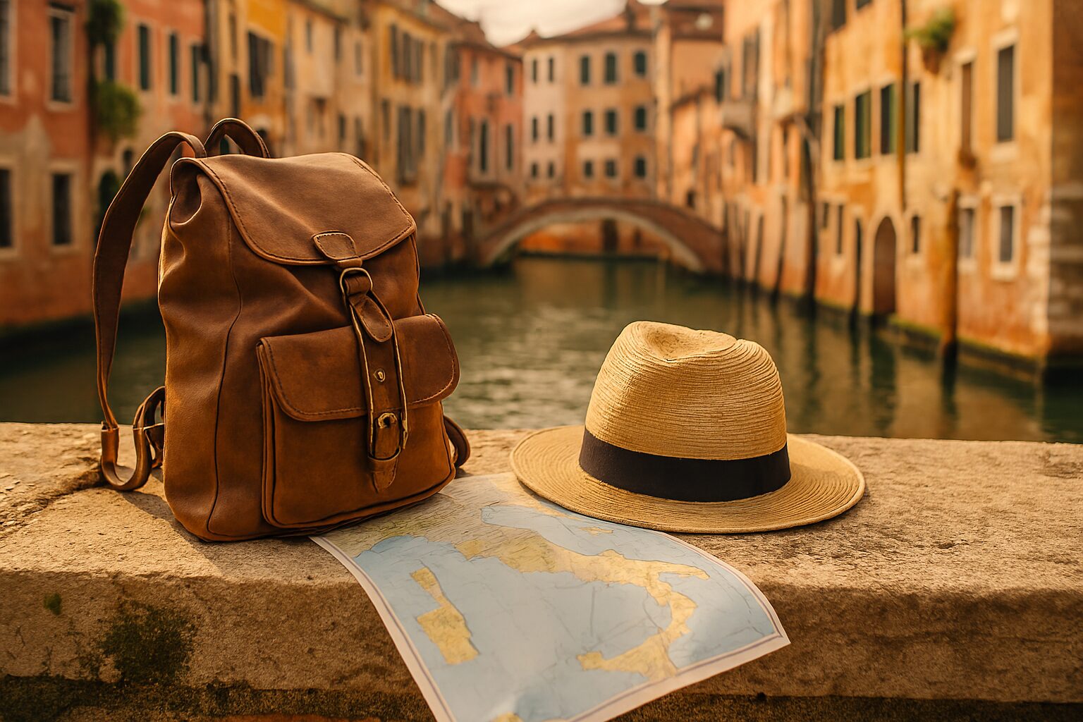 イタリア旅行持っていけばよかった革バッグと地図