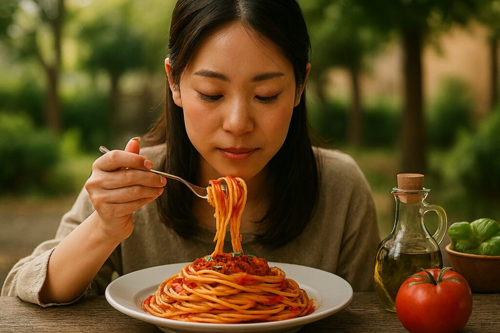 パスタ ポモドーロの基本的な仕上がり例