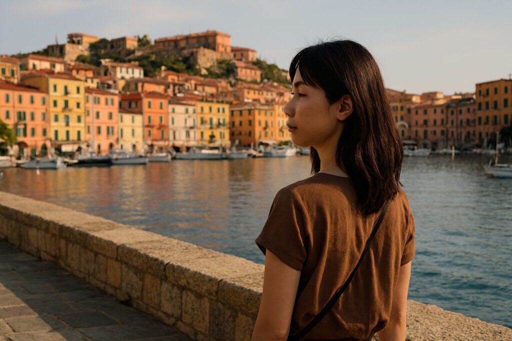 エルバ島を訪れる日本人女性