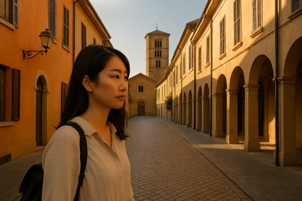 ラヴェンナを歩く日本人女性