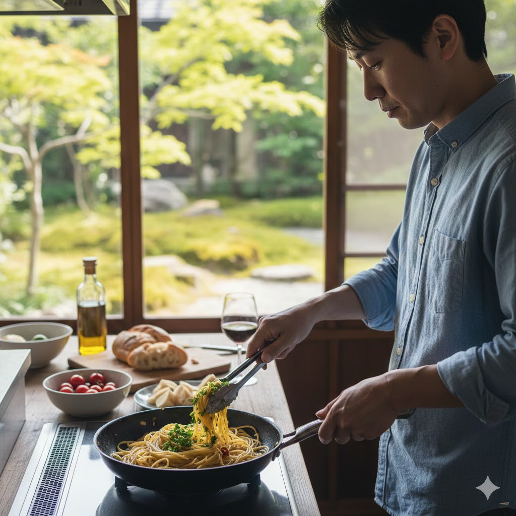 日本人男性が仕上げるパセリ使い