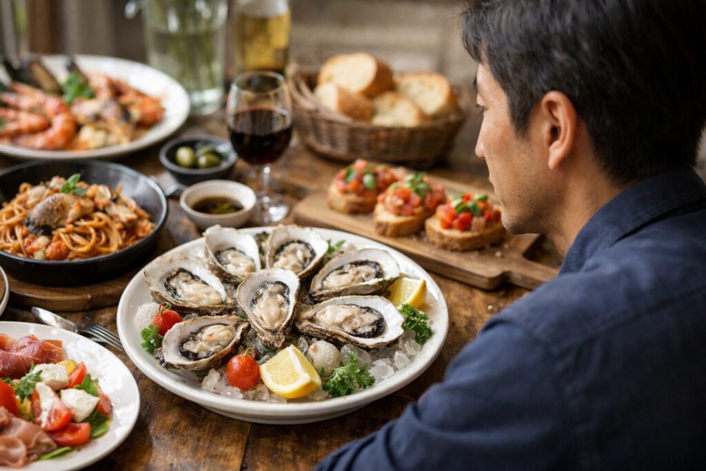 日本人男性が作る牡蠣のイタリアン