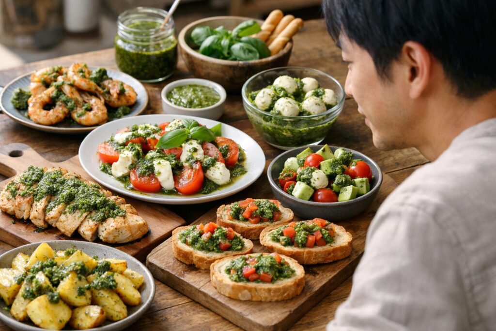 日本人男性がジェノベーゼソースをパスタ以外で調理