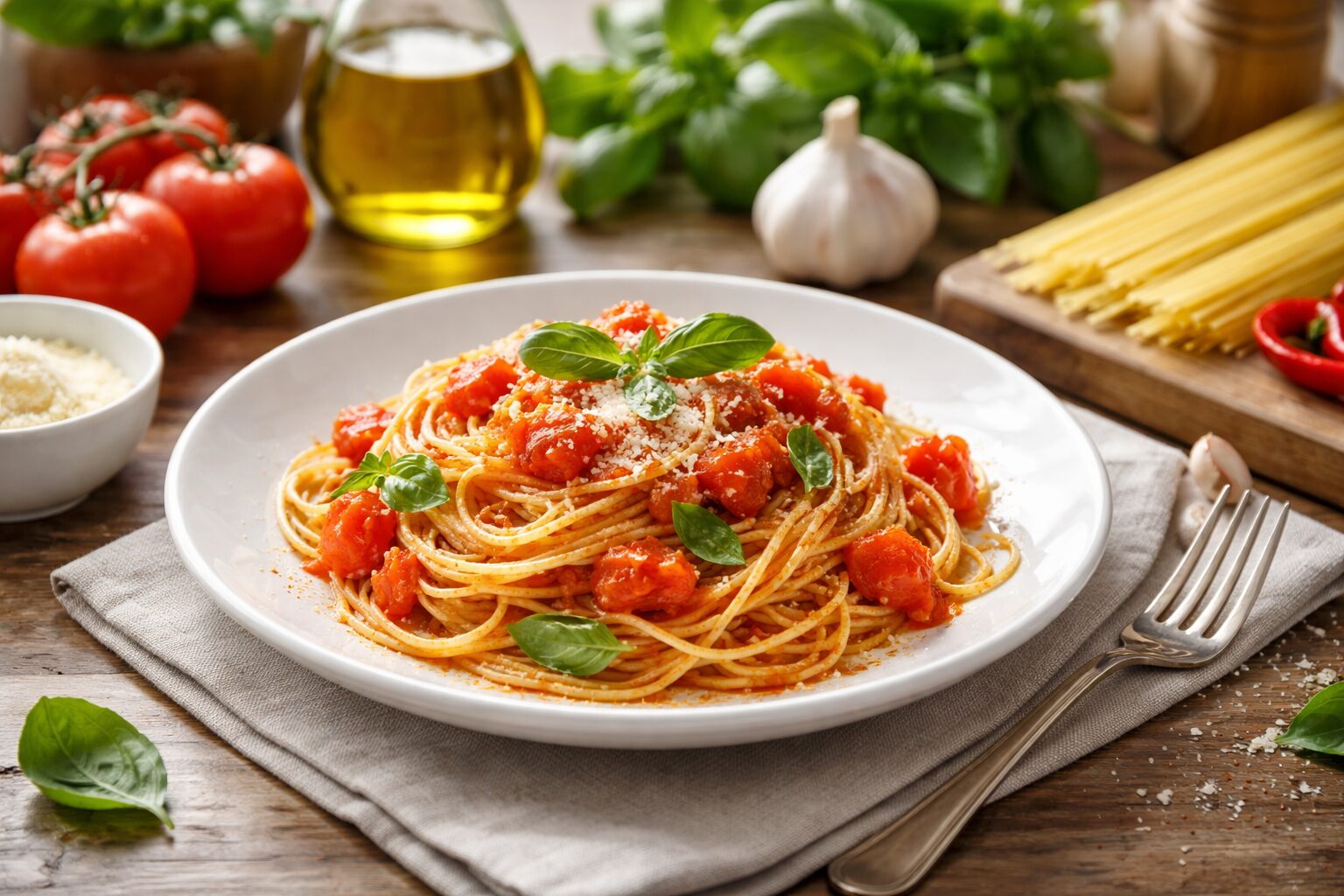 トマトソースのポモドーロパスタ