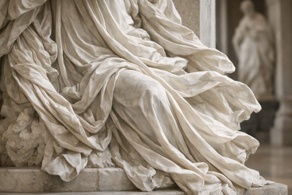 ベルニーニ風の布表現を示す彫刻