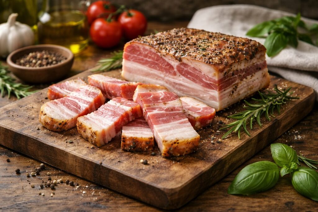 イタリア伝統ベーコンの熟成ブロック