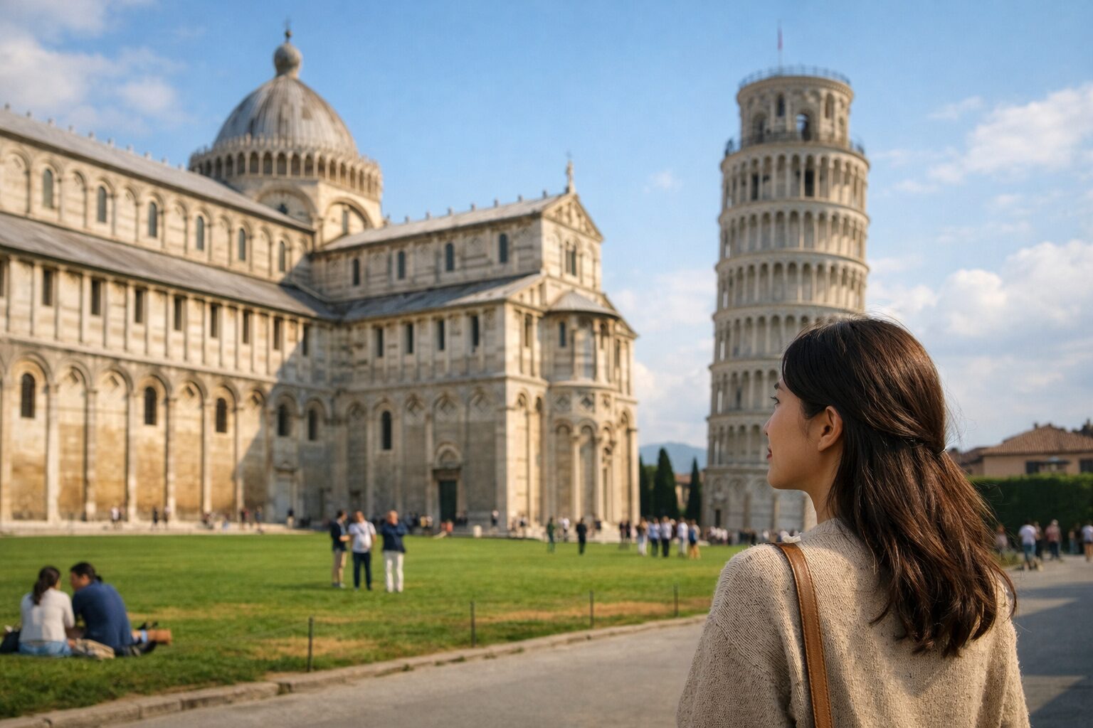 日本人女性が訪れるピサ大聖堂