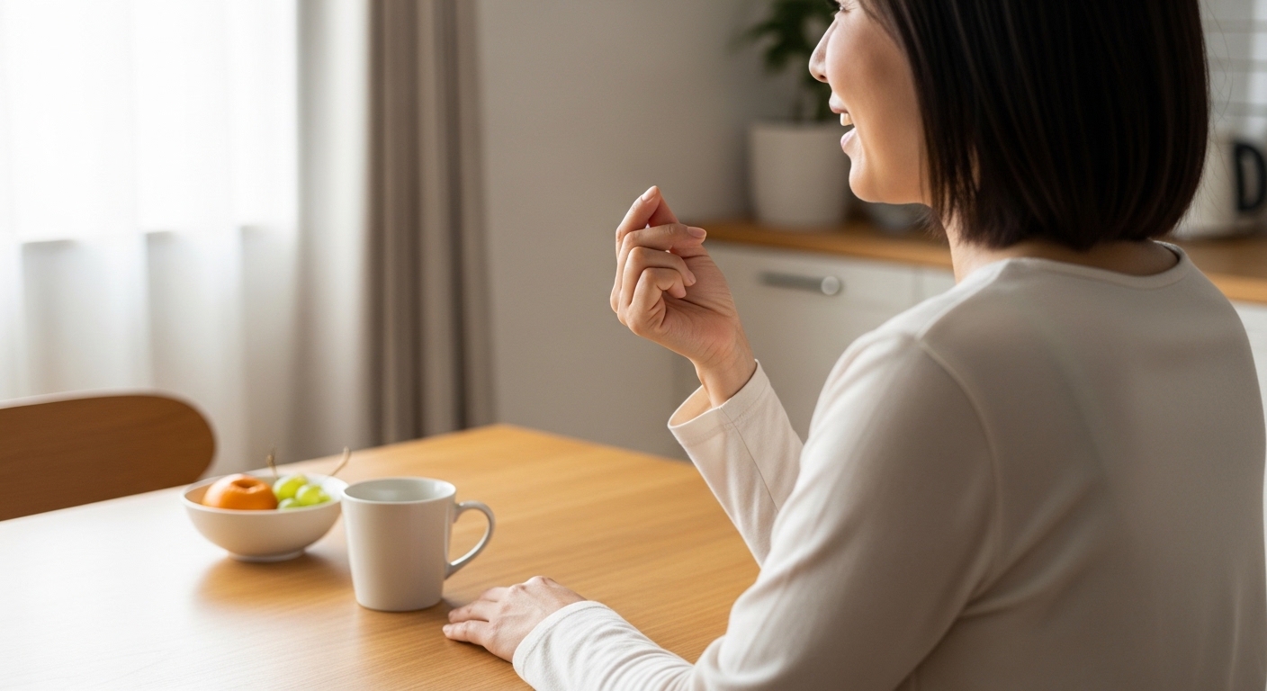 イタリアジェスチャーを紹介する日本人女性
