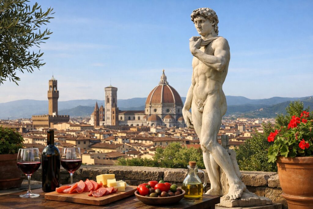 ダビデ像の造形美を示す構図