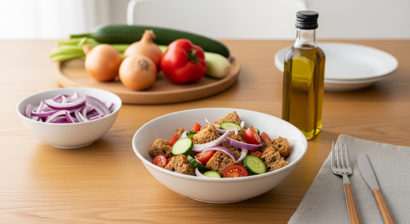 パンツァネッラの基本的な具材と盛り付け