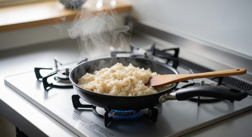 生米から作るリゾットの火加減と工程