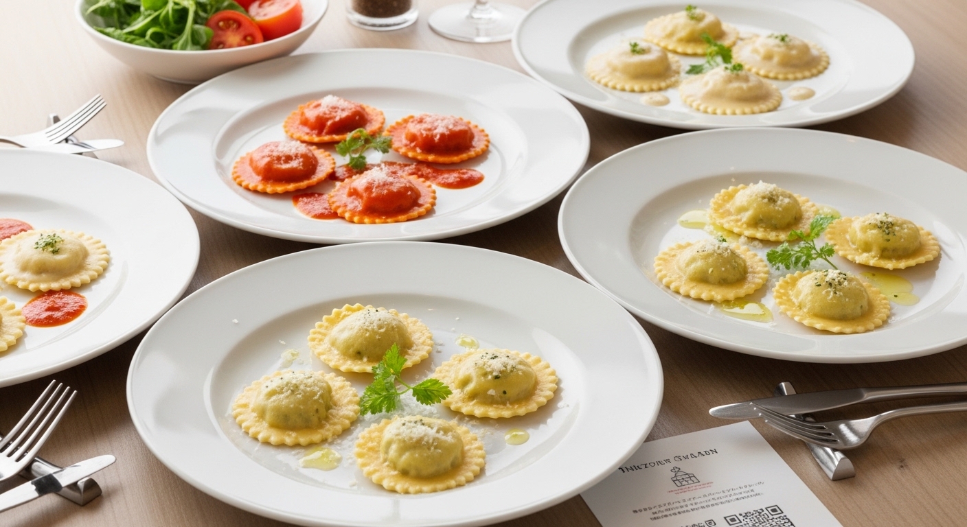 ラビオリと各種ソースの組み合わせ例