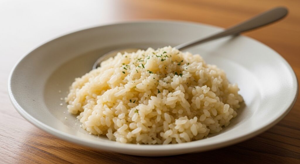 生米から作るチーズリゾットの仕上がり