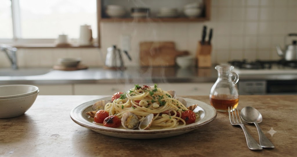 魚醤を使ったイタリア風パスタのイメージ
