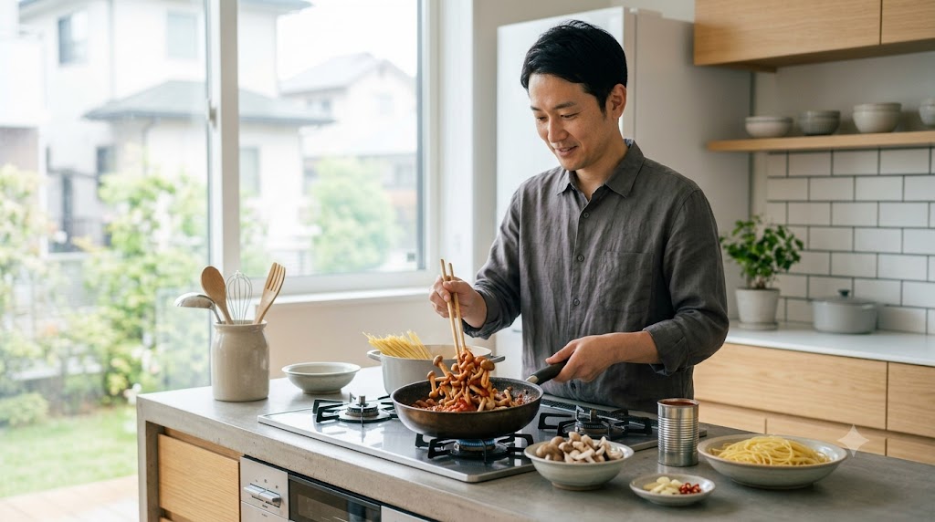 トマトときのこのパスタのイメージ