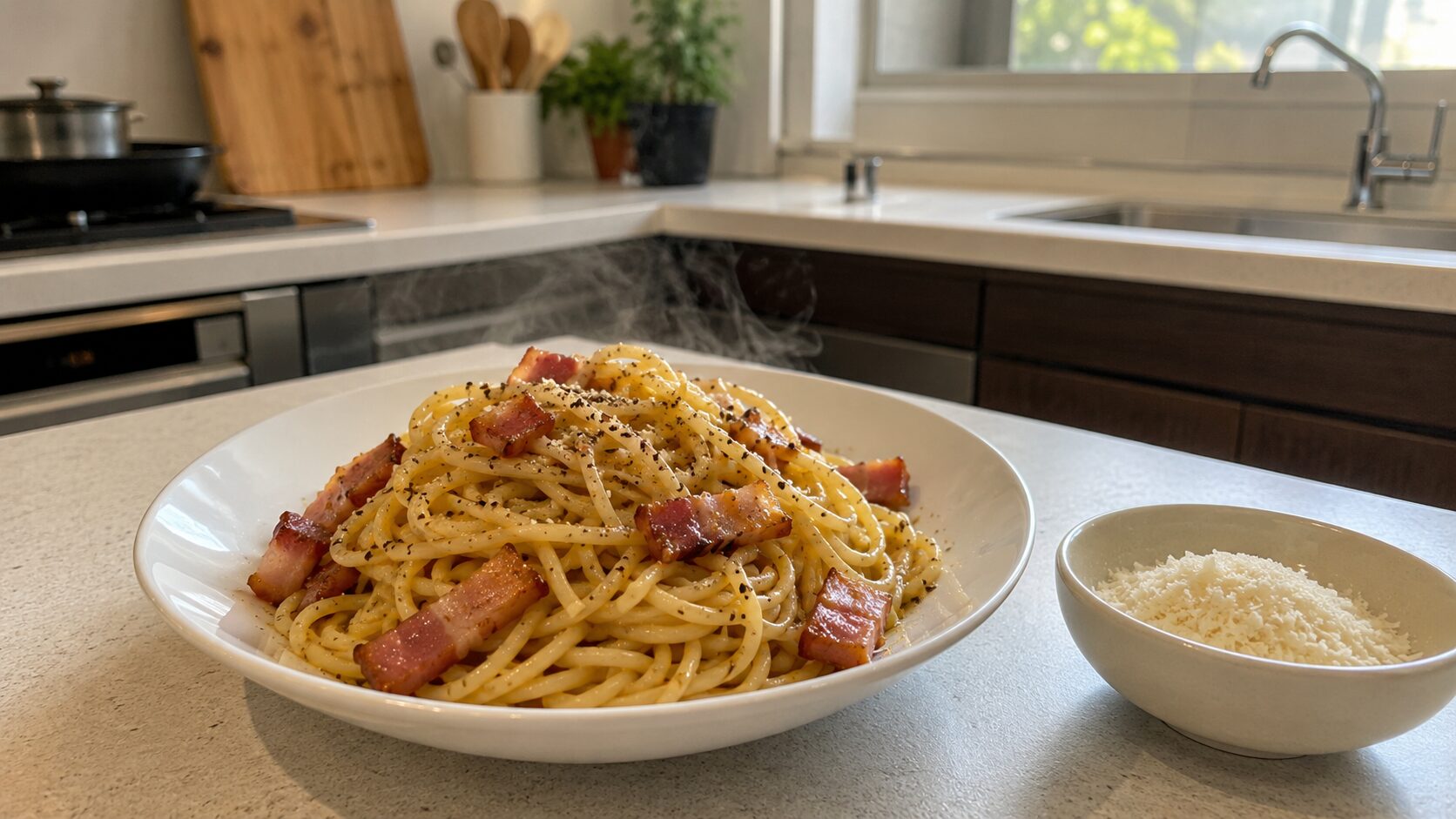 ベーコンの旨味を生かしたパスタのイメージ