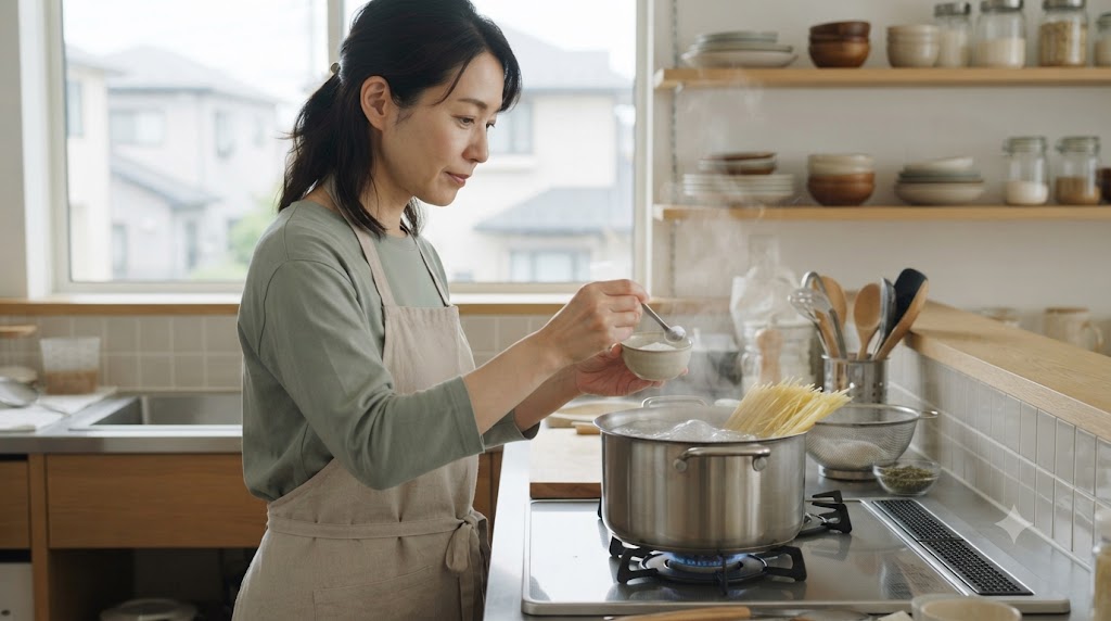 重曹を使ったパスタの適量調理のイメージ