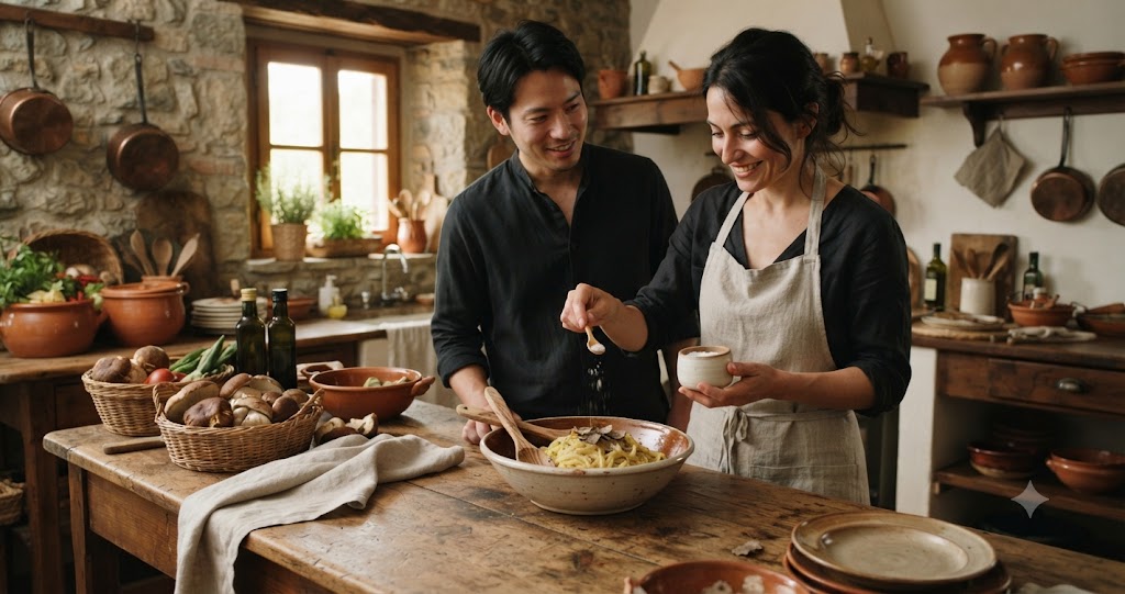 トリュフ塩で仕上げたパスタのイメージ